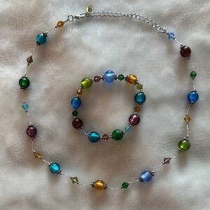 Colorful Beaded Necklace and Bracelet Set